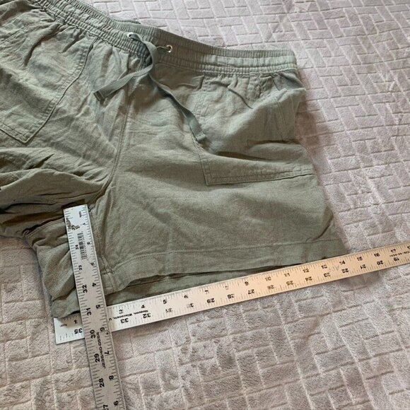 Nautica Womens XL Shorts Army Green Casual Linen Blend Pull On High Rise - Picture 7 of 11